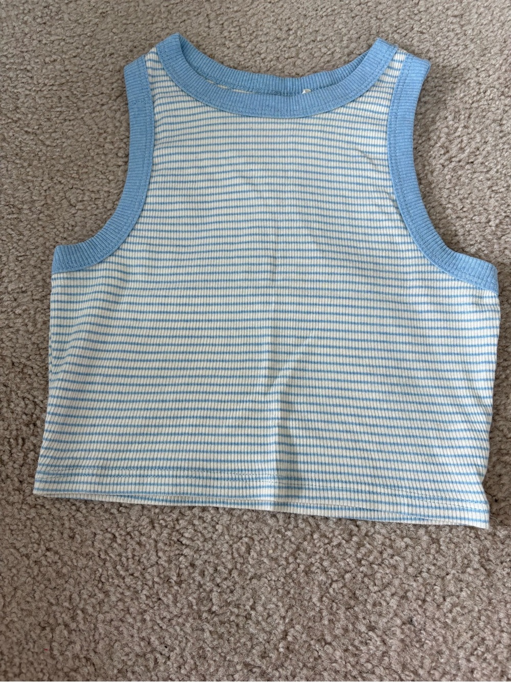 Full Tilt Blue and White Striped Ribbed Tank
